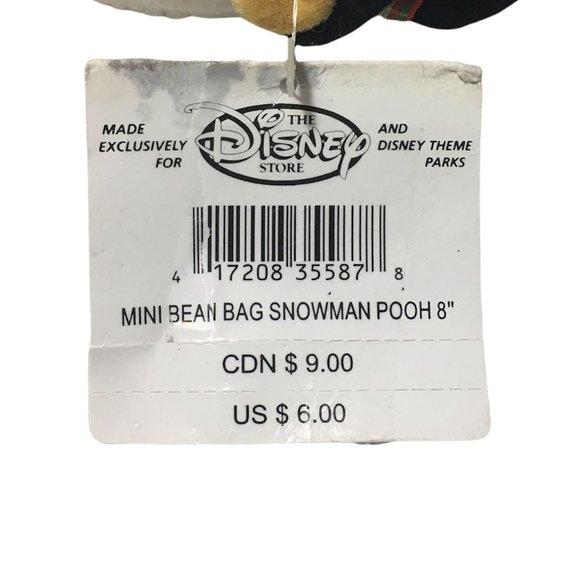 Disney Mini Bean Bag Snowman Pooh Exclusive Plush Beanie Snow Costume TAGS 8" - Picture 7 of 10
